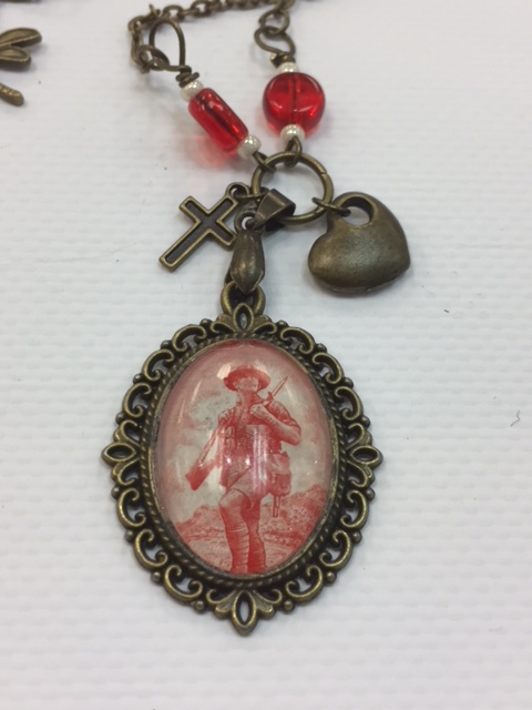 1936 Anzac Stamp pendant, red